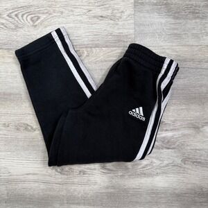 Kids Adidas Black Track Pants Joggers 3 Stripe Athletic Size 4T
